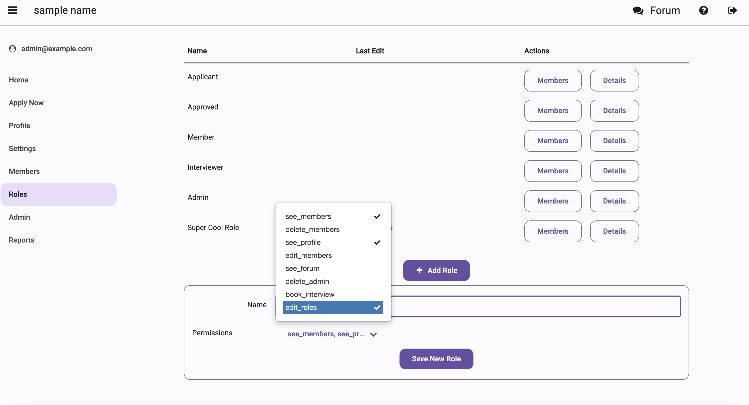 Role creation and configuration